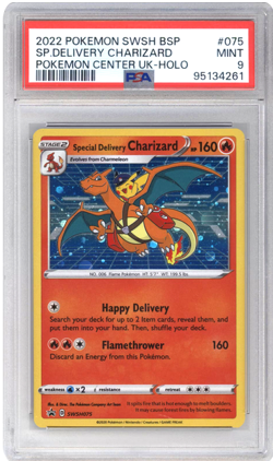 2022 POKEMON SWSH BLACK STAR PROMO #075 SPECIAL DELIVERY CHARIZARD-HOLO PSA 9 - Image 1