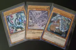 3x BLUE-EYES WHITE DRAGON ULTRA RARE Unlimited NM YUGIOH PLAYSET Different Arts - Image 1