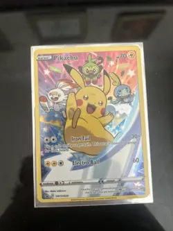 Pokemon TCG Pikachu SWSH020 Sword & Shield Promo Card Holo, Near Mint Condition - Image 1