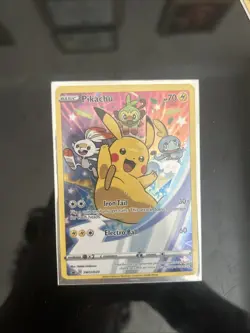 Pokemon TCG Pikachu SWSH020 Sword & Shield Promo Card Holo, Near Mint Condition - Image 3