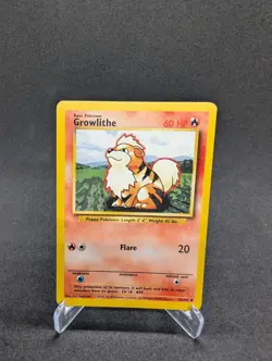 Growlithe 28/102 1999 Base Set Unlimited Pokemon Card WOTC Vintage Uncommon - MP - Image 1
