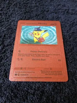 Pokemon Pikachu Special Delivery Black Star Promo Metallic Foil Display Card - Image 1