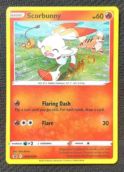 Scorbunny Pokemon Sword & Shield SWSH244 Cosmos Holo Black Star Promo LP - Image 1