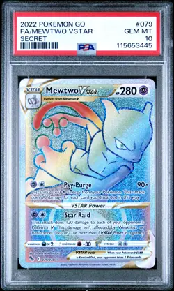 POKEMON PSA 10 2022 Pokemon GO Mewtwo VSTAR 079/078 Secret Rare *3445 - Image 1
