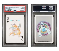 Dragonite PSA 10 Pokemon Silver Version Playing Card 149 3 of Spades Poker Lugia - Image 1