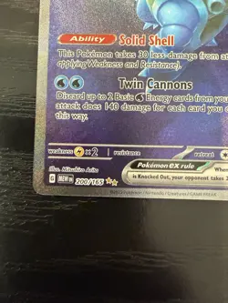 Pokemon Blastoise EX 200/165 Full Art Ultra Rare SV 151 English Holo Card - Image 2