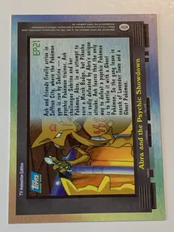 2000 Topps Pokemon TV #EP21 Abra and the Psychic Showdown (E) Silver Foil - Image 2