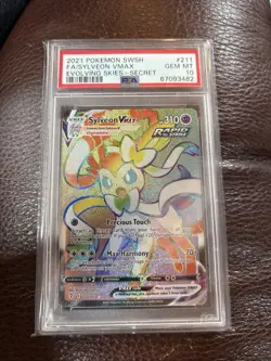 2021 Pokemon SWSH Evolving Skies Sylveon VMAX 211/203 FA Secret Rare PSA 10 - Image 1