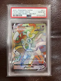 2021 Pokemon SWSH Evolving Skies Sylveon VMAX 211/203 FA Secret Rare PSA 10 - Image 2