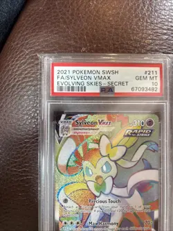 2021 Pokemon SWSH Evolving Skies Sylveon VMAX 211/203 FA Secret Rare PSA 10 - Image 3