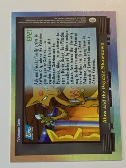 2000 Topps Pokemon TV #EP21 Abra and the Psychic Showdown (C) Silver Foil - Image 2