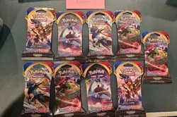 Pokemon Sword and Shield Base Set - 8 Sleeved Booster Packs - Image 1