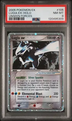 2005 POKEMON EX UNSEEN FORCES #105 LUGIA EX-HOLO PSA 8 - Image 1