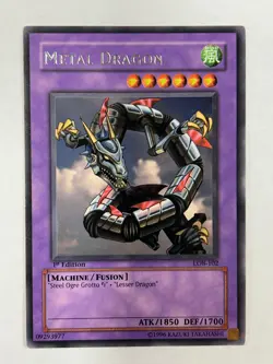 Yugioh LOB-102 Metal Dragon 1st Ed. Vintage Original Mint out of Pack + Monsters - Image 2