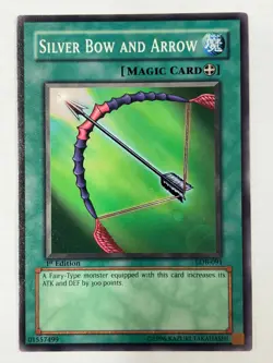 Yugioh LOB-091 Silver Bow and Arrow 1st Ed. Vintage Original Mint out of Pack - Image 1