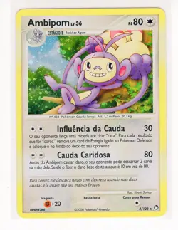 ~PT~ PORTUGUESE Ambipom Holo DP Mysterious Treasures 3/123 Pokemon Card (Z1) - Image 1