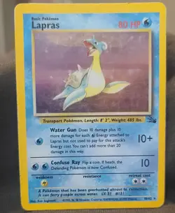 Pokemon Fossil Lapras # 10/62 Holo Foil Mp Rare Gaming Card TCG WOTC Vintage - Image 1