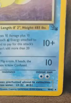 Pokemon Fossil Lapras # 10/62 Holo Foil Mp Rare Gaming Card TCG WOTC Vintage - Image 4