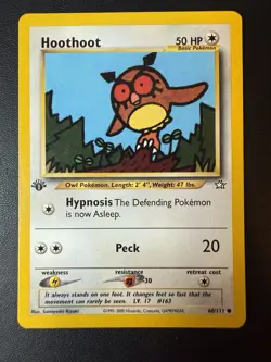 Hoothoot 60/111 1st Edition Neo Genesis Pokemon Card TCG Vintage Common - VLP - Image 1