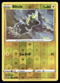 2020 Vivid Voltage Set Pokemon Card 053 Blitzle Reverse Foil NM - Image 1
