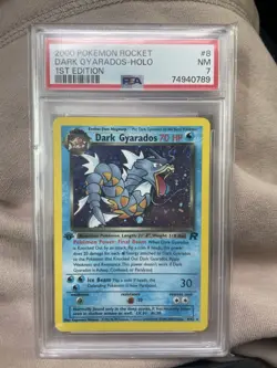 2000 Pokemon Rocket Dark Gyarados Holo 1st Edition PSA 7 NM #8 Vintage WOTC Card - Image 1