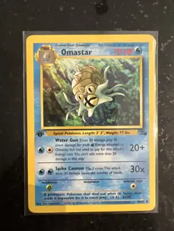 Pokemon TCG Omastar Fossil 1st Edition Uncommon Card 40/62 - Image 1