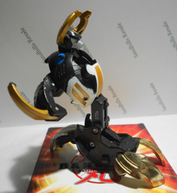 Bakugan Gigan Taures Black Haos BakuTech 570G w/ matching gate card - Image 4