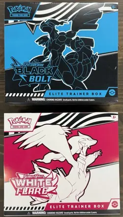 Pokemon Black Bolt and White Flare Elite Trainer Box ETB Set of 2 - Image 1