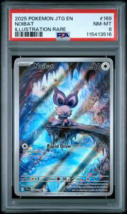 2025 POKEMON JTG EN-JOURNEY TOGETHER ILLUSTRATION RARE #169 NOIBAT PSA 8 - Image 1