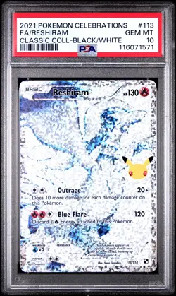 2021 POKEMON CELEBRATIONS CLASSIC COLLECTION #113 FULL ART/RESHIRAM PSA 10 - Image 1