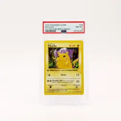 Pikachu 58/102 PSA 8 Base 1st Edition Red Cheeks ERROR Stamp On Back Pokemon - Image 1