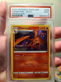 2020 POKEMON SWSH BLACK STAR PROMO PRERELEASE #066 CHARIZARD-HOLO PSA 9 - Image 1