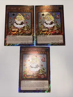 3x Madolche Puddingcess 1st Ed Platinum Secret Rare RA04-EN186 YuGiOh Playset - Image 1