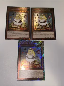 3x Madolche Puddingcess 1st Ed Platinum Secret Rare RA04-EN186 YuGiOh Playset - Image 2