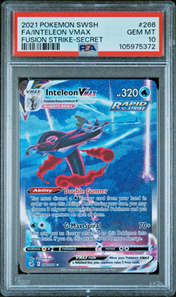 2021 POKEMON SWORD & SHIELD FUSION STRIKE SECRET FULL ART/INTELEON VMAX PSA 10 - Image 1