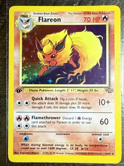 Flareon 3/64 1st Edition Jungle Set 1999 Pokemon Card Holo Rare - Image 1