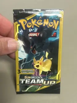 Pokemon Team Up Booster Pack (3 Card Mini Pack) - Sealed - Zekrom/Pikachu Art - Image 1