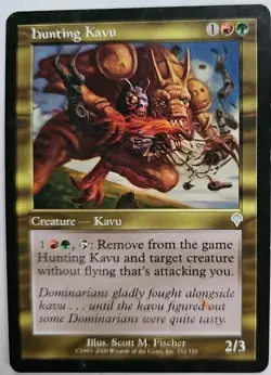 MTG Magic The Gathering Card hunting Kavu Creature Kavu Red Green Invasion - Image 1