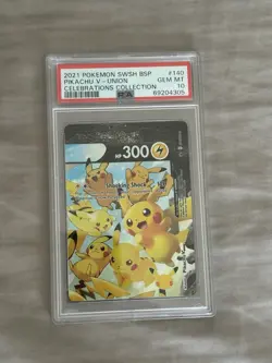 2021 POKEMON SWSH BLACK STAR PROMO CELEBRATIONS COLL #140 PIKACHU V-UNION PSA 10 - Image 1