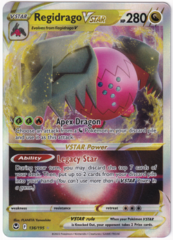 Regidrago VSTAR 136/195 Silver Tempest Ultra Rare Holo Pokemon Card NM - Image 1