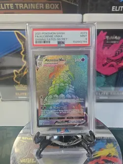 2021 POKEMON SWORD & SHIELD SHINING FATES #073 FA/ALCREMIE VMAX PSA 9 MINT - Image 1