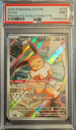 PSA 9 Eevee 173 Pokemon Svp En SV Black Star Promo 2025 Prismatic Evolutions Etb - Image 1