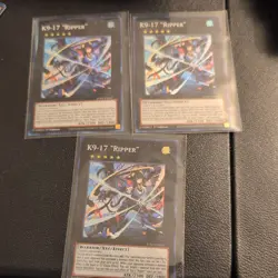 Yugioh! K9-17 “Ripper” JUSH-EN035 (SR) 1st Ed 3x "K9 Deck Support" - Image 1