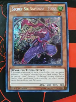 Yugioh Secret Six Samurai - Fuma SPWA-EN001 Secret Rare 1st Ed NM - Image 1