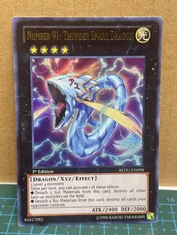 Yugioh Number 91: Thunder Spark Dragon REDU-EN098 Ultra Rare 1st Ed LP - Image 1