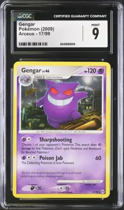 CGC 9 MINT Gengar 17/99 Platinum Arceus Rare 2009 Pokemon Card - Image 1