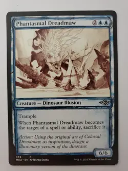 MTG Magic The Gathering Card Phantasmal Dreadmaw Creature Dinosaur Illusion Blue - Image 1