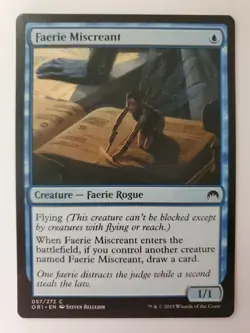 MTG Magic The Gathering Card Faerie Miscreant Creature Faerie Rogue Blue Magic - Image 1