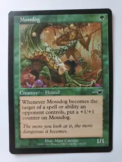 MTG Magic The Gathering Card Mossdog Creature Hound Green Nemesis - Image 1