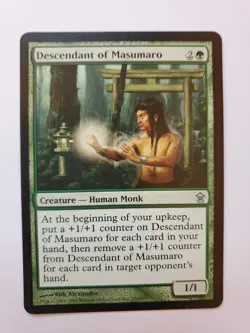 MTG Magic The Gathering Card Descendant of Masumaro Creature Human Monk Green - Image 1